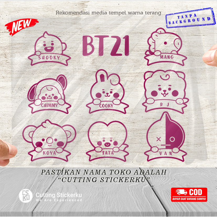 Cutting Sticker Reflective BTS21 New Variasi Motor Mobil Anti Air Tahan Lama Aksesoris Helm Hp Keren