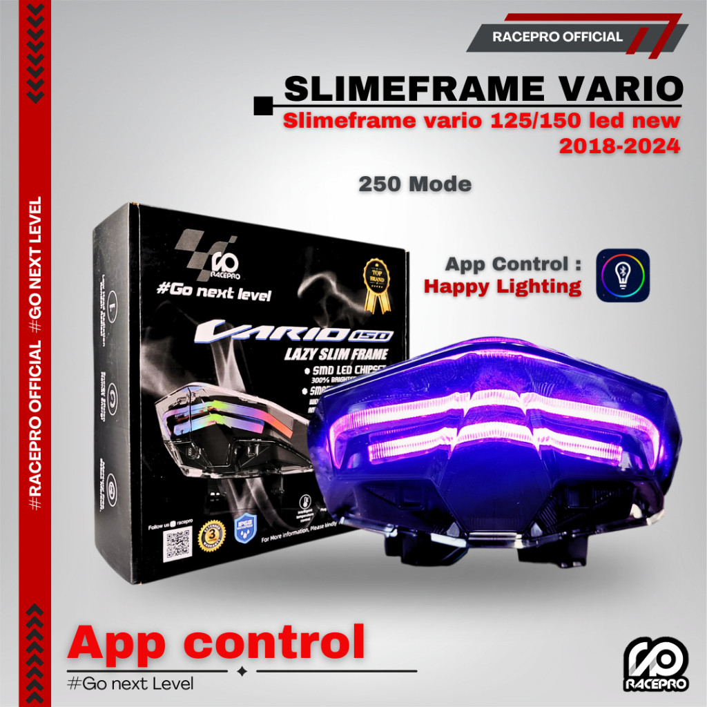 LAZY STOPLAMP BELAKANG RUNNING BINTIK LED LAMPU RACEPRO 7 MODE 3IN1 VARIO 125 150 160 LED NEW 2018 B