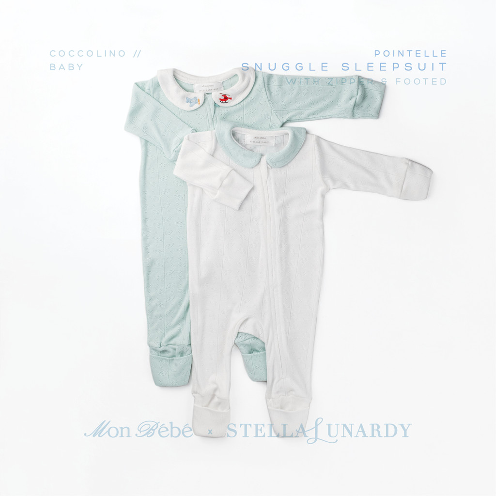Mon Bebe x Stella Lunardy - Coccolino Baby POINTELLE Snuggle Sleepsuit Pack (with zipper & footed) /