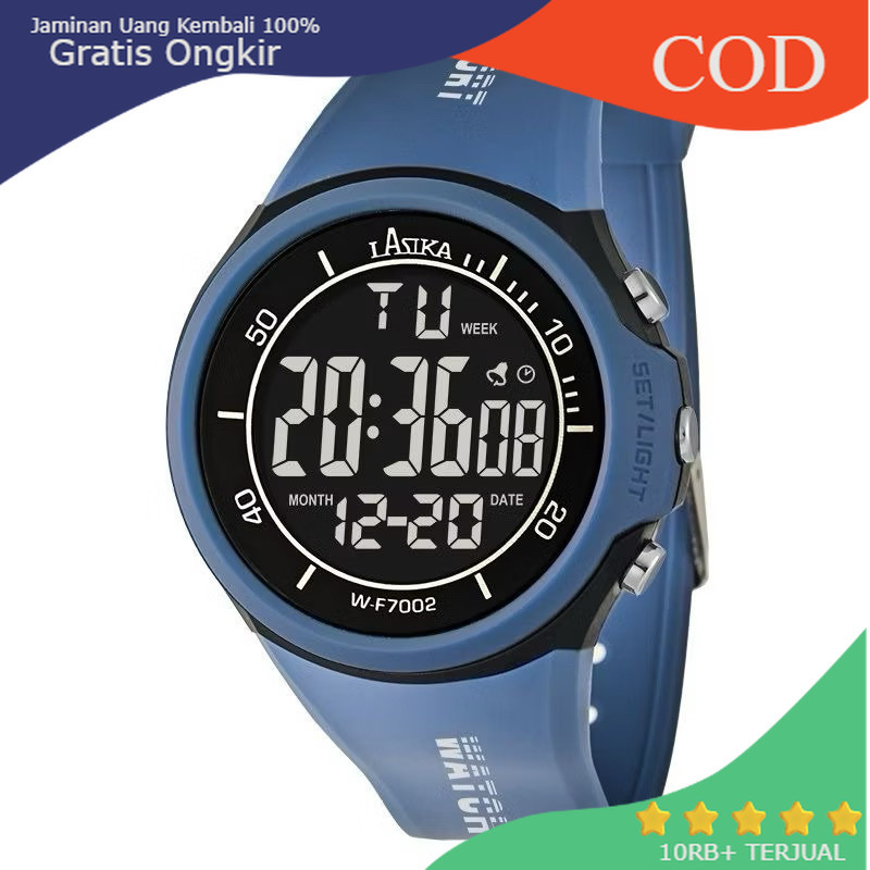 [𝗡𝗼𝘂𝗿𝗮] Jam Tangan Pria Lasika 5002 Digital Anti Air Ori Strap Rubber Karet - Denim