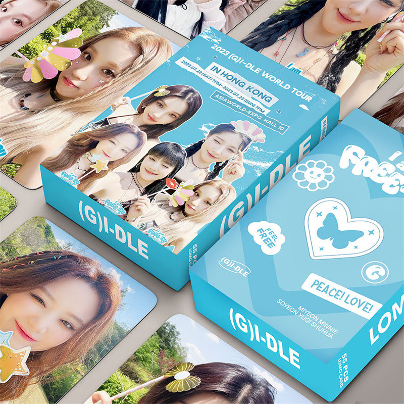 Kpop 55pcs/set G-idle Girl Group Album Peripheral Poster Small Card Iam Free-ty Hd Picture Lomo Card
