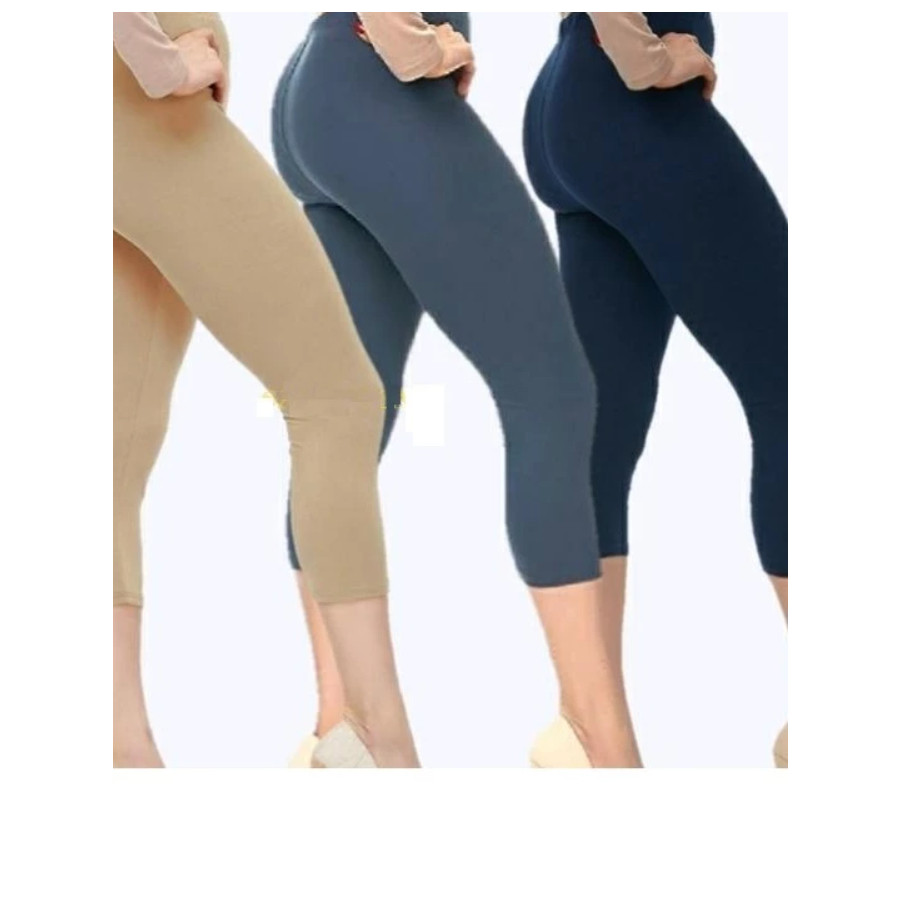 Leging 3/4 Bawah Lutut ALL Size S M L XL XXL XXXL Slim - Jumbo Celana legging Lejing Pendek Wanita S