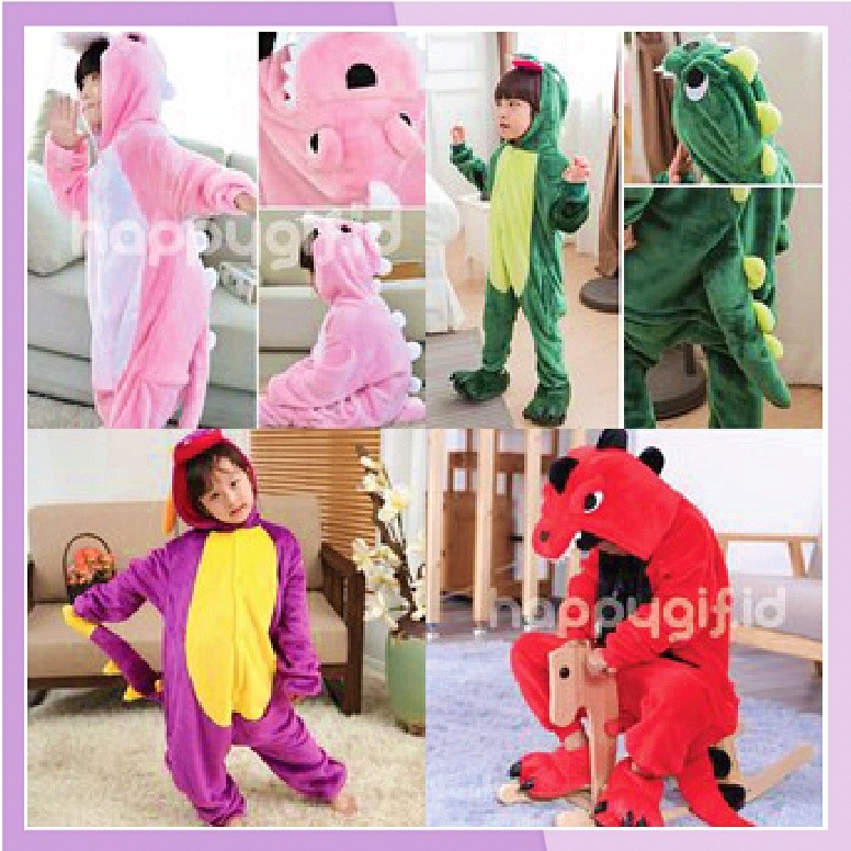KIGURUMI BAJU KOSTUM ONESIE PIYAMA DINOSAURUS ANAK KID DINO