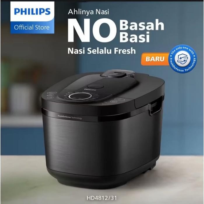 Rice Cooker Philips Digital Magicom 1.8 Liter 3000 Digital Series HD 4812 - 18 Menu Masak - Anti len