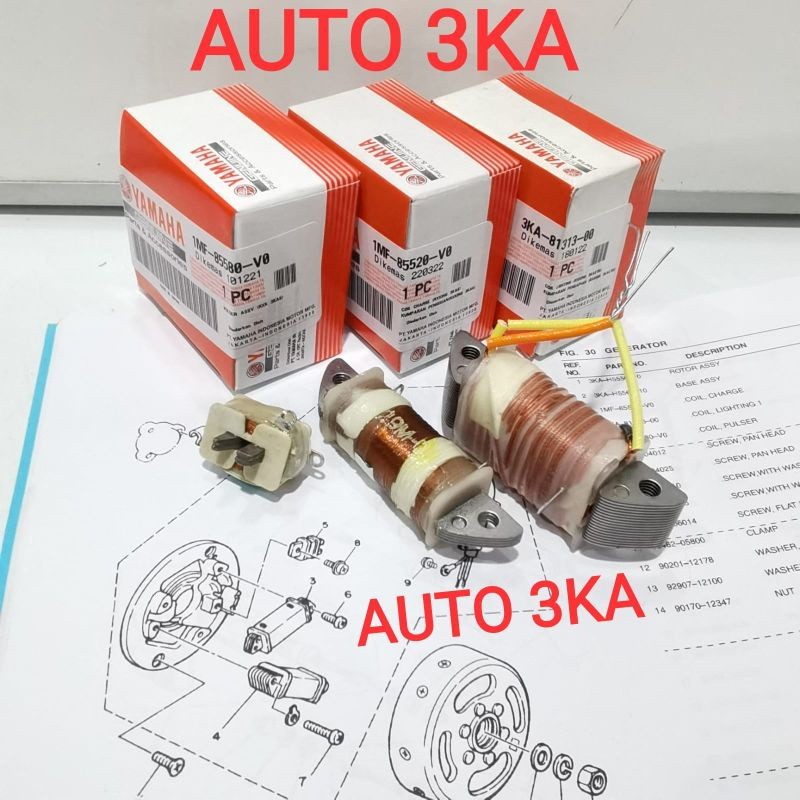 MANSAGAN  SPUL SPULL LAMPU CDI PENGAPIAN PULSER SET ASSY RX KING RXS RXKING ORIGINAL 3KA-81313-00 1M