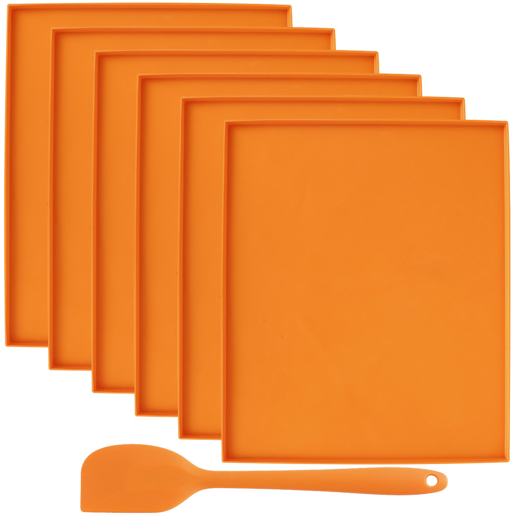 6/4Pcs Silicone Food Mat Waterproof LeakProof Food Baking Tray Pad with Edge Non-stick Dehydrator Sh