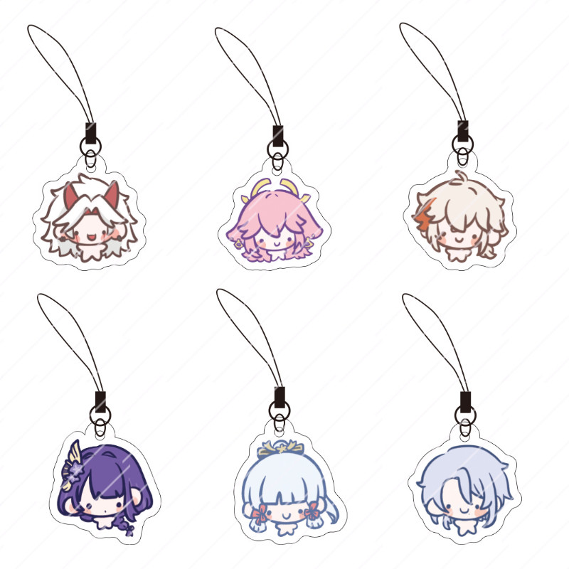 6pcs Game Genshin Impact Raiden Shogun Kamisato Ayaka Kawaii's key pendant gift