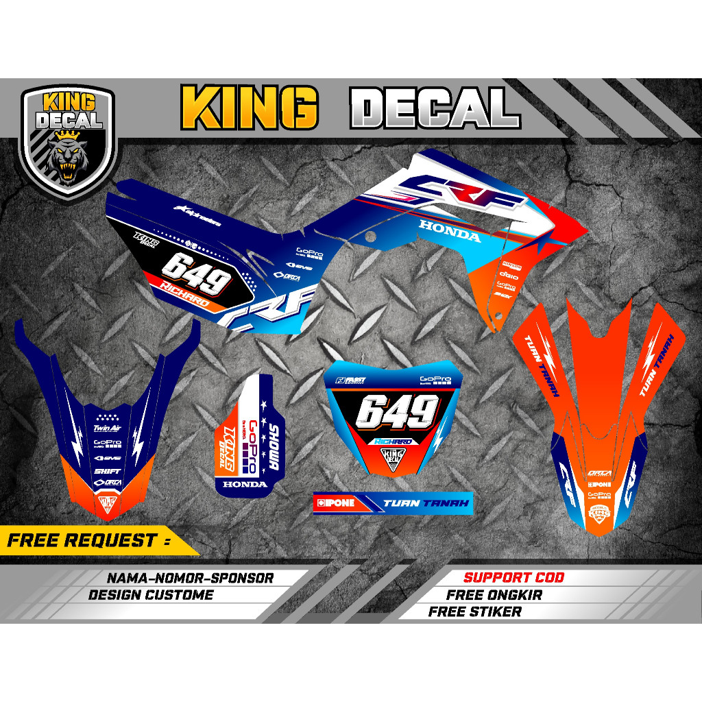 DEKAL MOTOR DECAL STICKER CRF 150 L FULL BODY / DECAL STIKER VARIASI CRF 150 / STICKER KLX STRIPING 