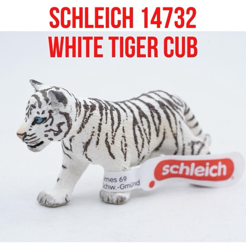 Schleich 14732 Tiger White Cub Anak Macan Harimau Putih Abu Abu Bengal Panthera Tigris Mainan Figure