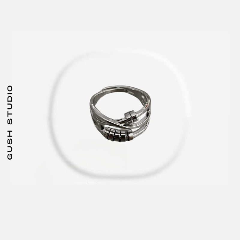 GUSH STUDIO Fidget Ring - Adjustable Silver Cincin Anxiety Pria Wanita