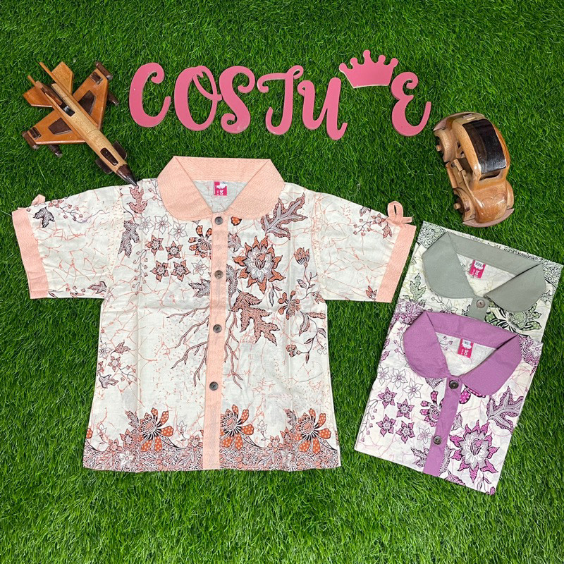 Batik Costume Blus Batik Anak Perempuan Bunga Sakura Pink Dusty Pink Salem Top Blus Bunga Sakura Ata