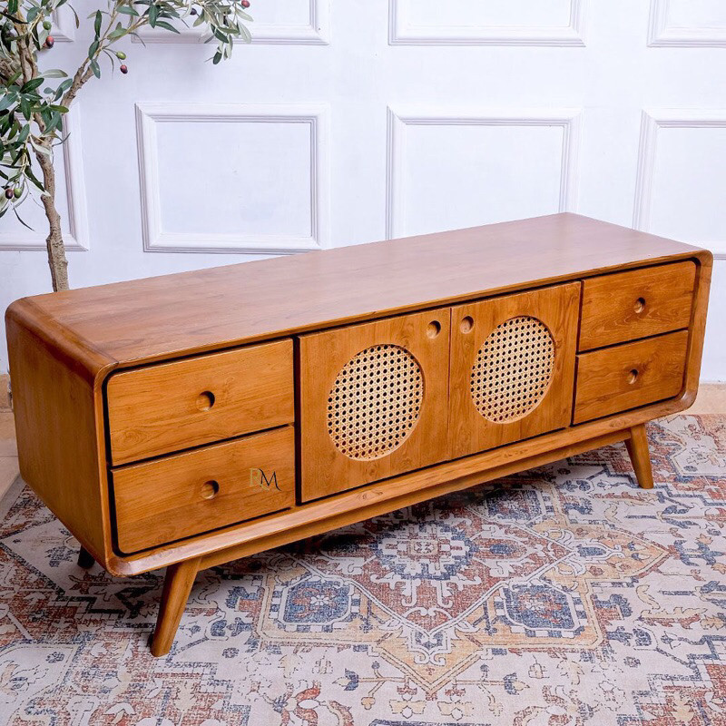 Bufet Tv Rotan Bufet Tv minimalis Cabinet tv Retro Rotan Bufet Tv jati Bufet Retro rotan