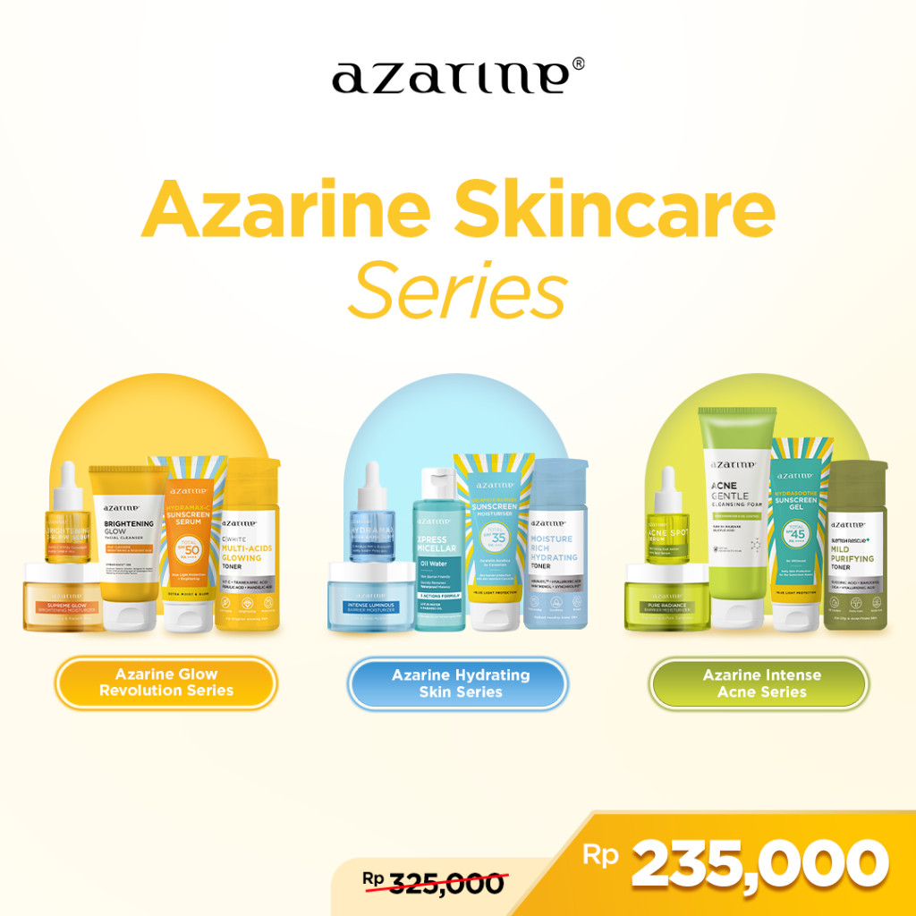 Azarine Skincare Series [5 PCS] Paket Lengkap Skincare BEST SELLER Mencerahkan Mengatasi Jerawat Dan