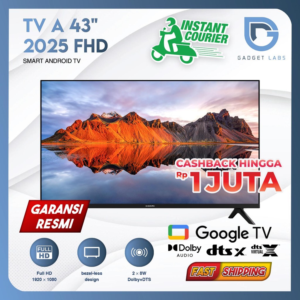 Xiaomi Mi Google TV 43" Inch A 2025 FHD HDMI Dolby Smart Android TV 60Hz - Garansi Resmi