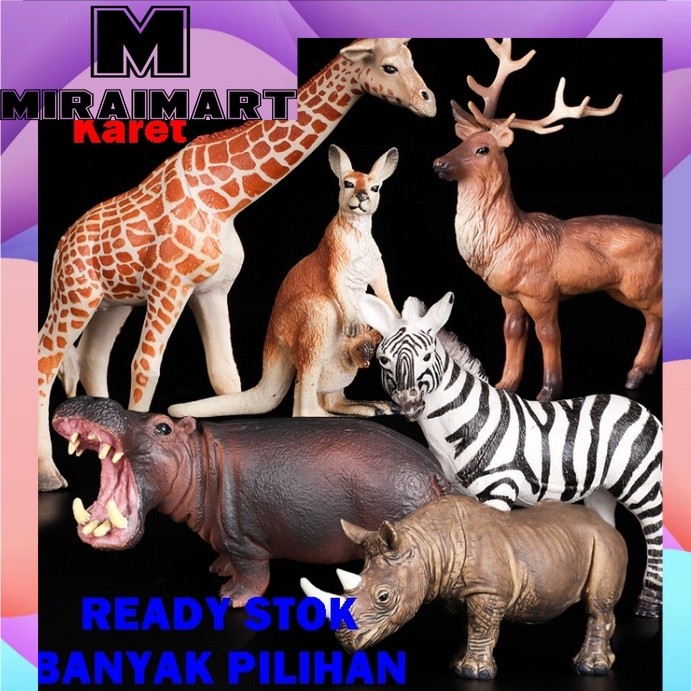 Figure Hewan Animal Model Toys Koleksi Mainan Binatang Karet Gajah Macan Beruang Rusa Harimau Zebra 