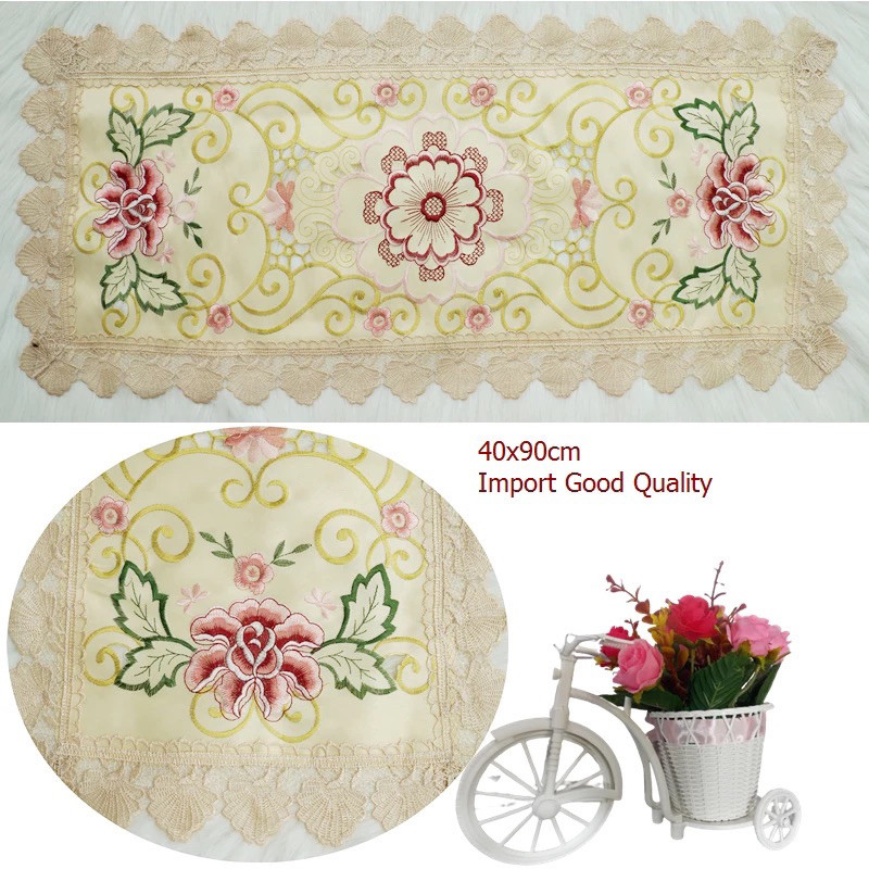 Taplak Meja Tamu Bordir Mewah Persegi