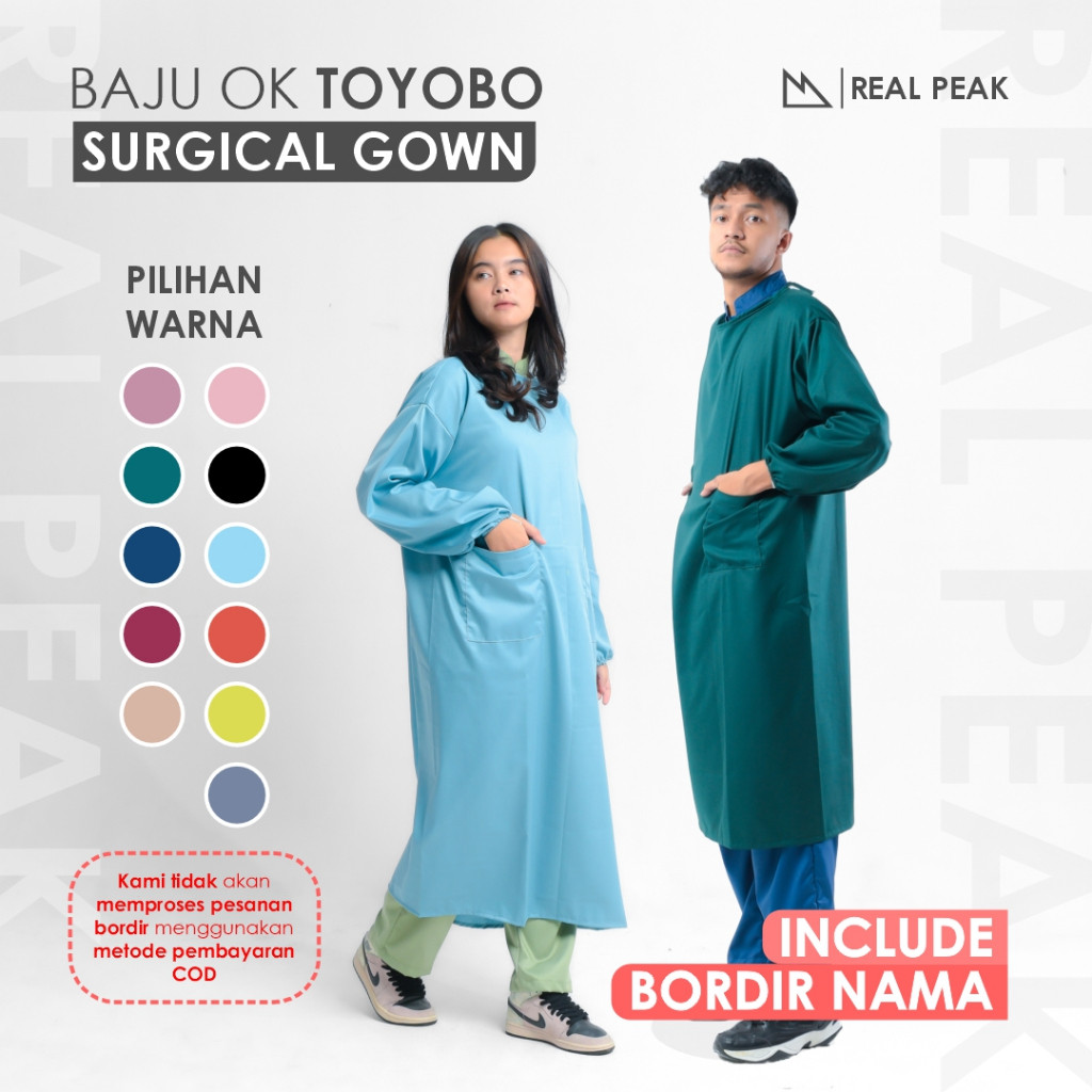 RIRUSHOP REALPEAK -  Doctor Scrub's Surgical GOWN 'Include Bordir Nama'