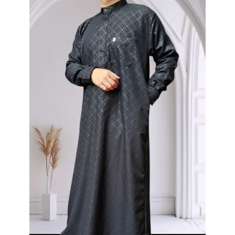 FERTUSHOP  Jubah Gamis Pria Terbaru As Syamil || Jubah katun emboss premium lengan panjang || Jubah 