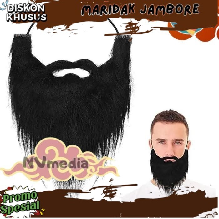 NEW ARRIVAL Offer Discount Jenggot Palsu /Jenggot Imitasi Palsu Hitam Untuk Kostum Cosplay Halloween