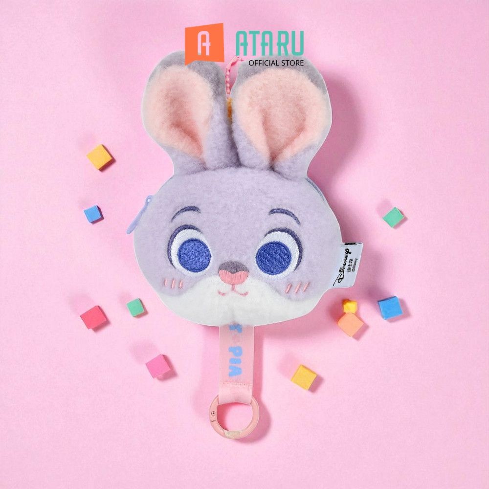 Ataru Disney Zootopia Dompet Koin Dengan Gantungan Plush Judy - Abu-Abu Coin Wallet Coin Purse Dompe