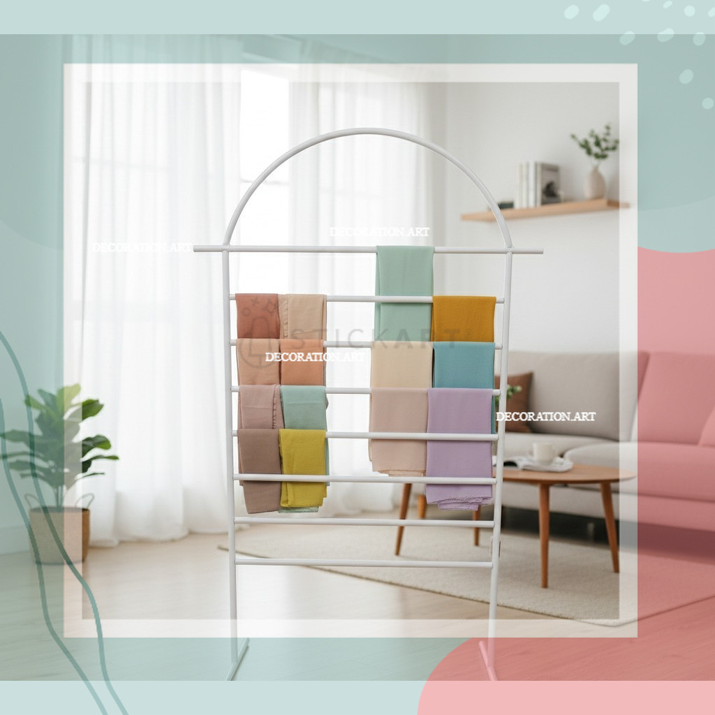 RAK HIJAB DAN BAJU PREMIUM RAK HIJAB DAN BAJU OVAL - GANTUNGAN JILBAB BESI KOKOH & MINIMALIS / RAK T