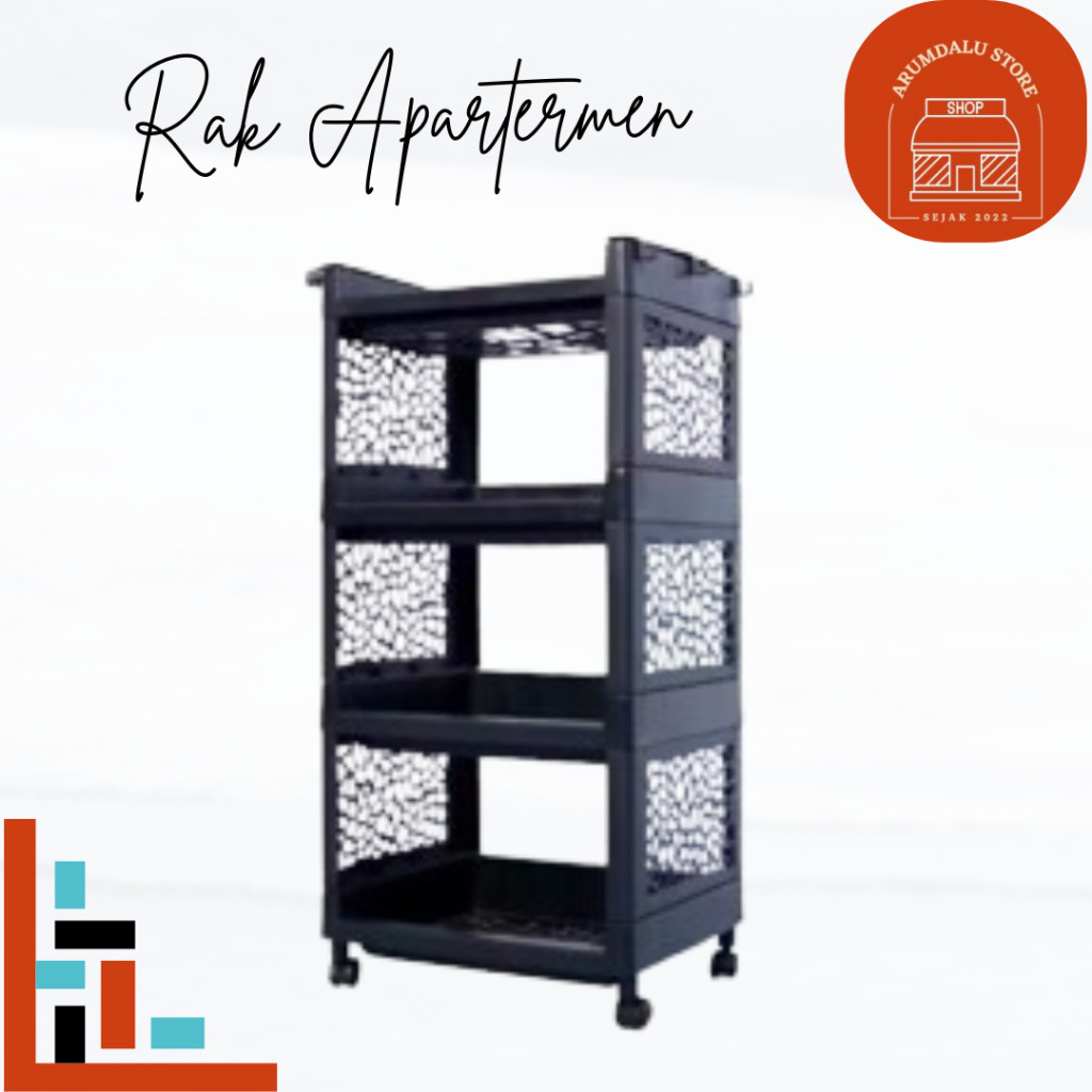 RAK YOYO APARTEMEN + RODA 4 SUSUN HITAM SERBAGUNA