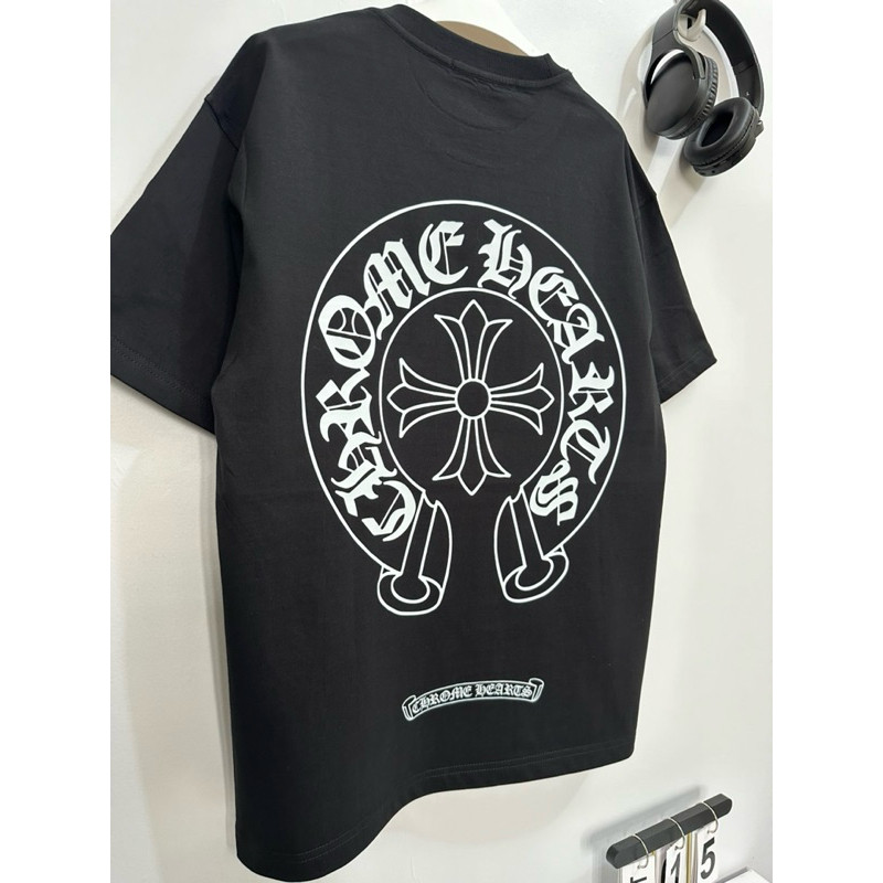 CHROME HEARTS BASIC Kaos Unisex Tshirt Cotton 20s Tebal Halus Nyaman Katun Combed Stylish Black Hita