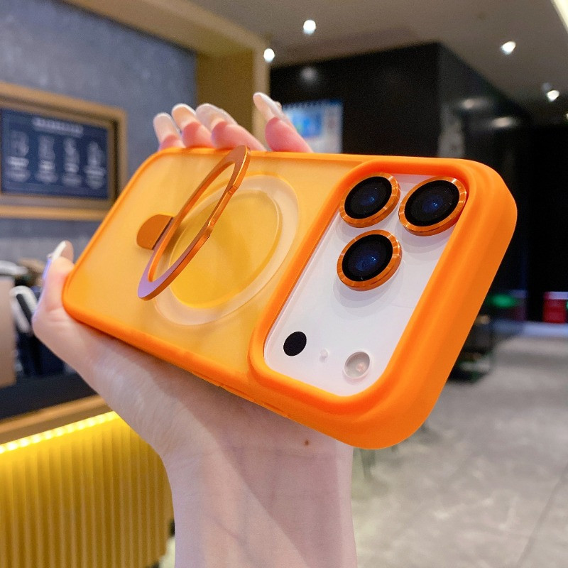 【ip 17 pro max】Hidden stand magsafe Case iPhone 17 16 15 14 13 12 11 Pro Max Air With Lens protector
