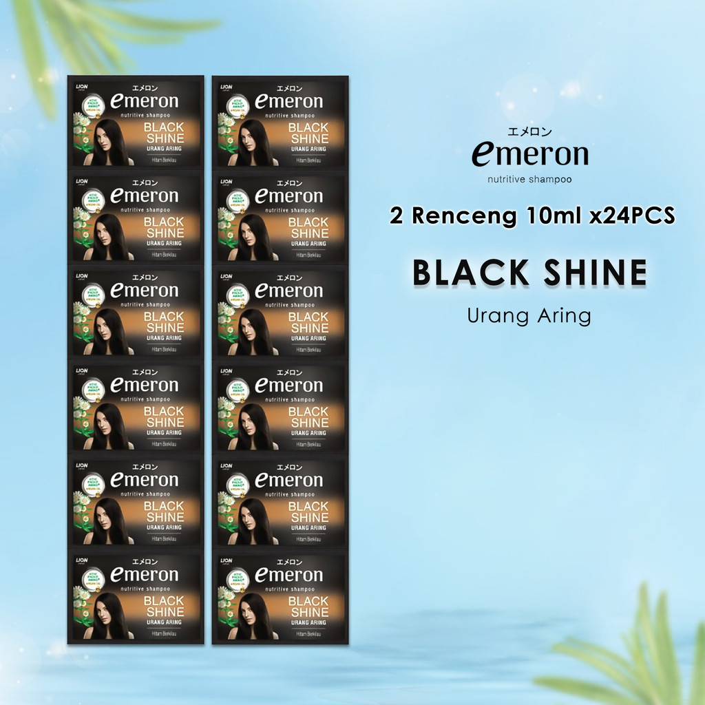 2 Renceng 10ml x 24 Emeron Hair Black & Shine Shampoo Sachet – Paket Hemat