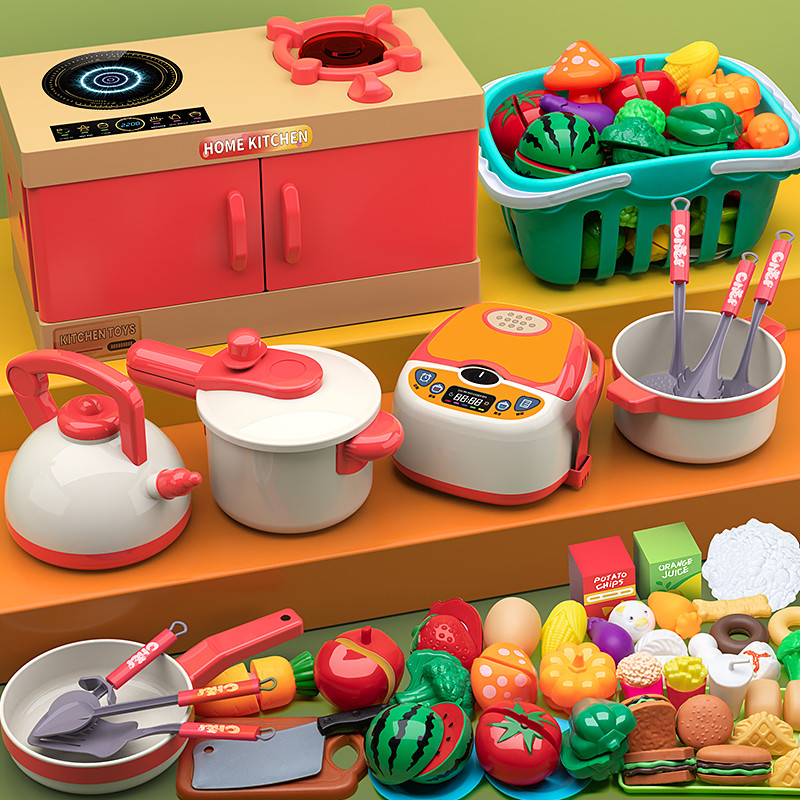 Children's Kitchen Toy Set Simulated Kitchen Cutting Music Simulated Fruit Cutting Cooking Toy Cooki
