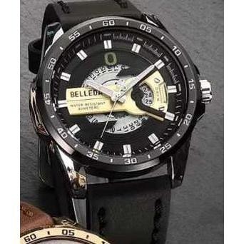 Jam Tangan Pria Belleda 9382 Tali Kulit Date On Fashion Quartz Men Watch Waterproof 3 Atm Cristiano 