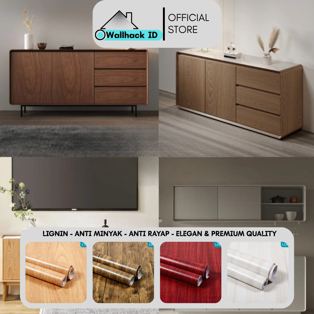 Wallpaper Furniture Lignin® High Quality 2x Ketebalan Stiker biasa Pelapis Lemari Pintu Doff Kusen M
