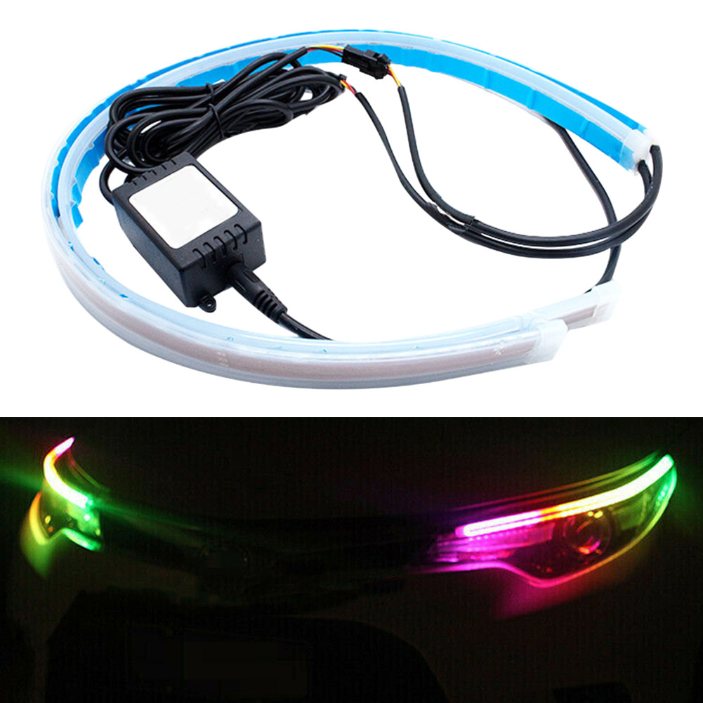Lampu LED Alis DRL Slim Tempel Remote RGB + Sein Running - 30cm, 45cm, 60cm 12 Volt harga 1set Lengk