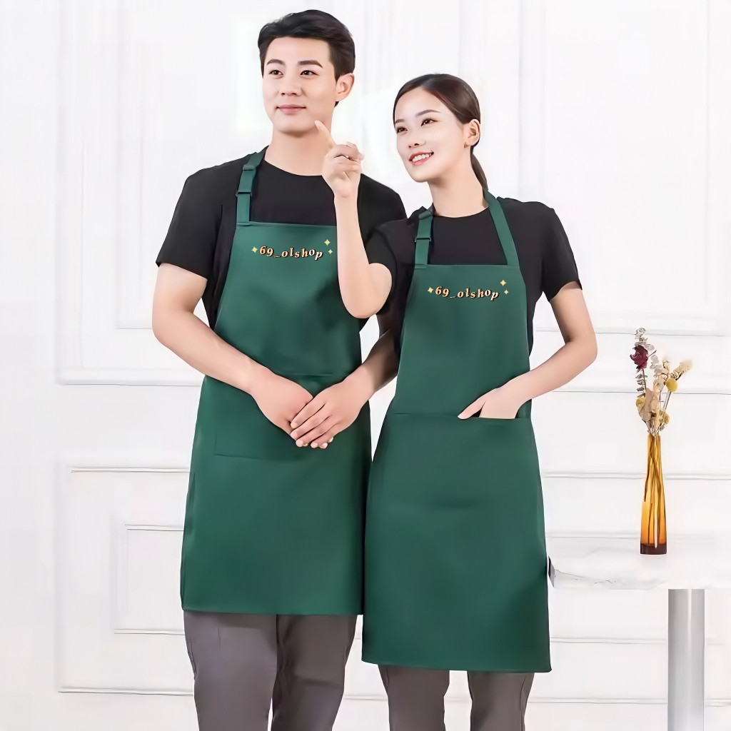 Apron Bahan DRILL Celemek Barista Korean Syile Pria Wanita Apron Barista Celemek Dapur