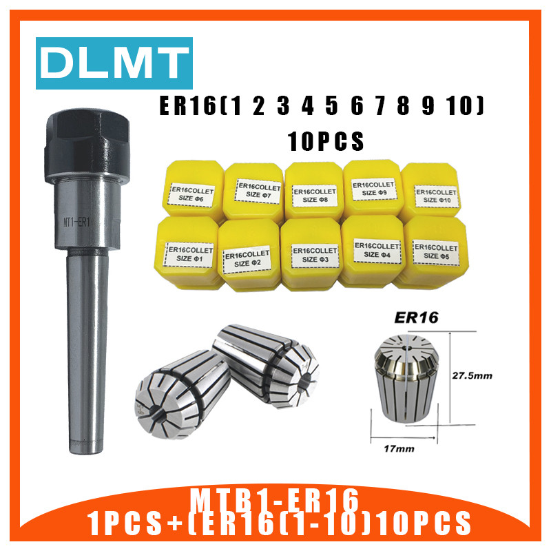 1pc handle MT1 ER16 MTB1 ER16A M6 Morse#1 taper holder collet uck+10pcs spring collet 1/2/3/4/5/6/7/