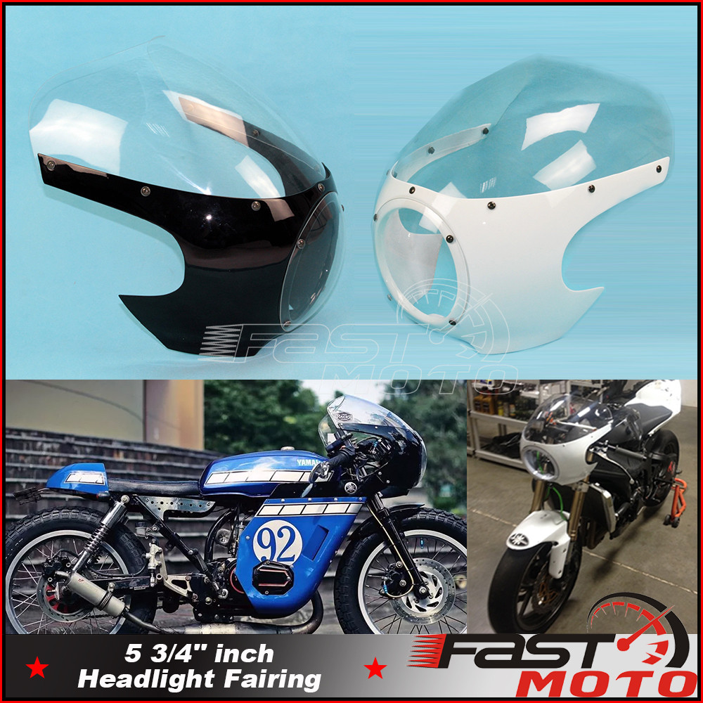 Black White 5 3/4inch Headlight Fairing Cowl Motorcycle Front Light Cover For Harley Bobber Sportste