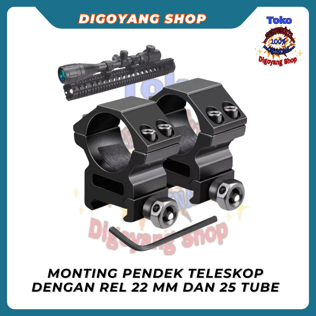 Monting Pendek Teleskop Dengan Rel 22 Dan 25 Tube