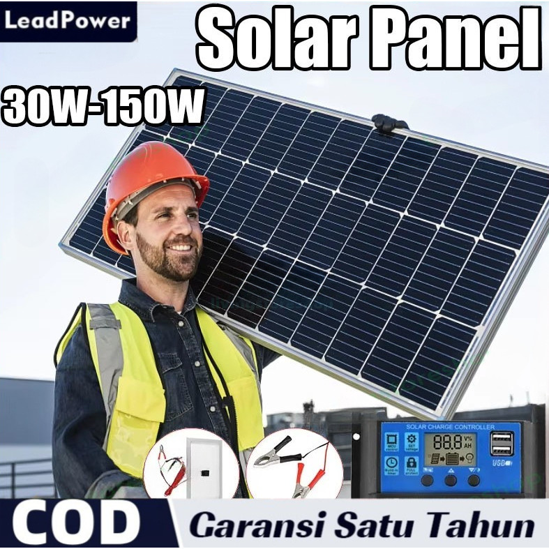 150W Solar Panel Panel Surya Solar Charge Controller LED Display Solar PWM 12V/24V 10A 20A 30A 50A 6