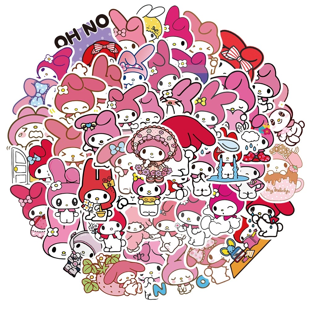 [50PCS]Stiker Melody Sanrio Kartun Stiker Pack Anak Stiker Anti Air-Sticker Aesthetic Buku Gitar Sti