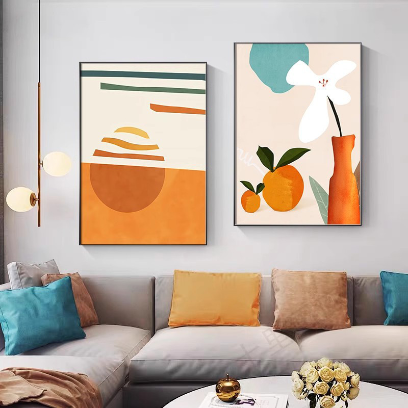 Lukisan Dinding Dekoratif Lukisan Dekoratif Warna Oranye Tidak Perlu Bor Dekorasi Ruang Tamu & Dapur