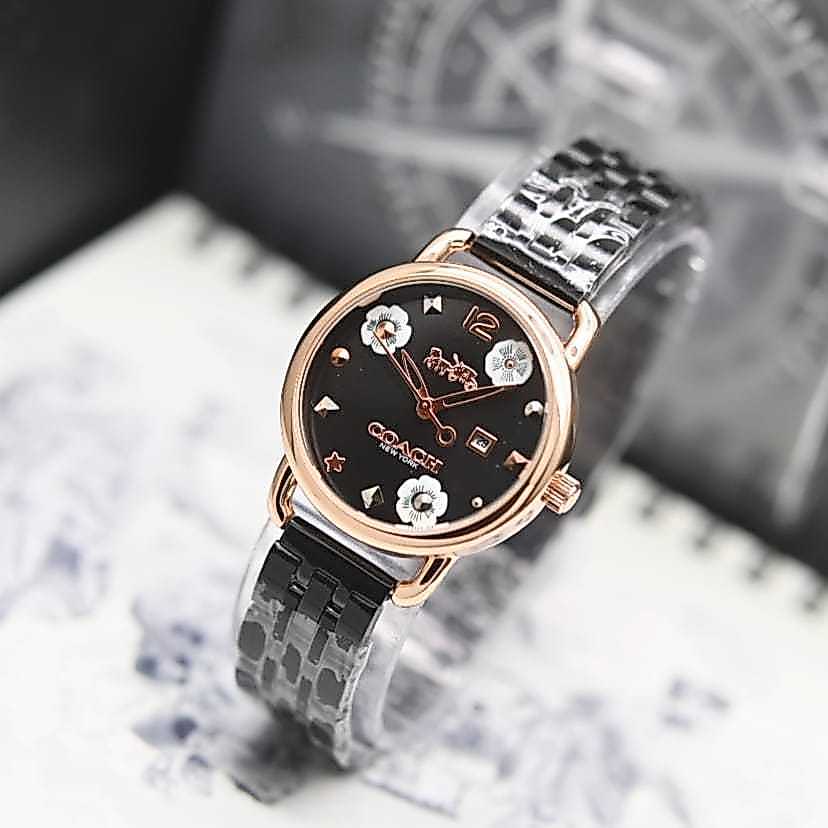 Jam Tangan Wanita Coach Flower C 1655 Bunga Rantai Elegant Tanggal