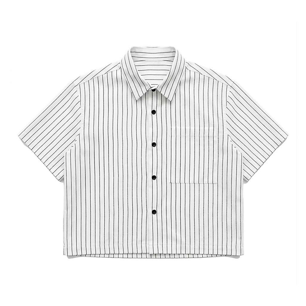 BTCHSE - KEMEJA Workshirt STRIPE PUTIH POLOS Boxy fit Pria & Wanita