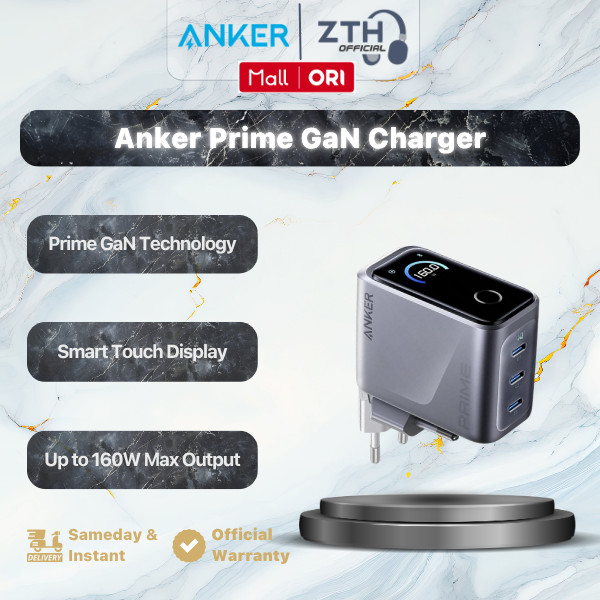 Anker Prime GaN Charger 160W 3 Port Compact USB Type C Smart Display and Touch Control 140W 27W 30W 