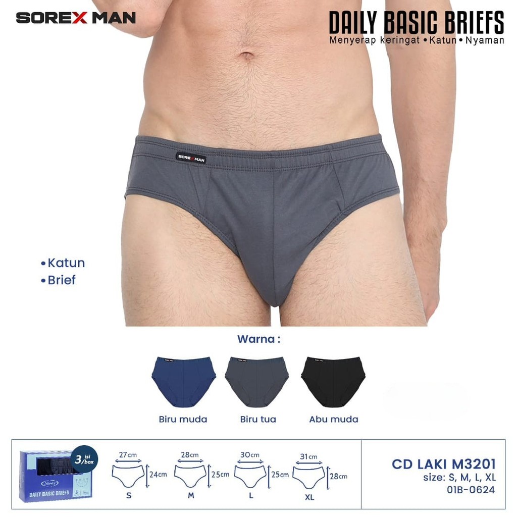 (3pcs) Sorex Man M3201 Celana Dalam Pria Dewasa / CD Pria Dewasa / Sempak Pria Dewasa
