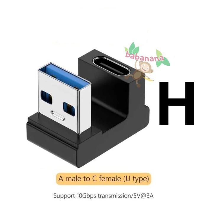 Adapter USB Elbow Type-C Type-A 2.0 3.0 3.1 Siku 90 Degree Converter L - H