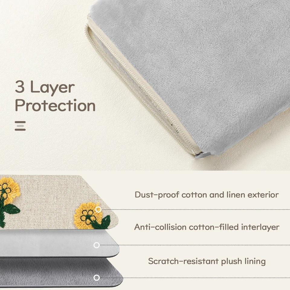 6-7'' Daisy Flower Embroidery Kindle Carrying Case Protective Sleeve Case for 6" Kindle/Kindle Oasis