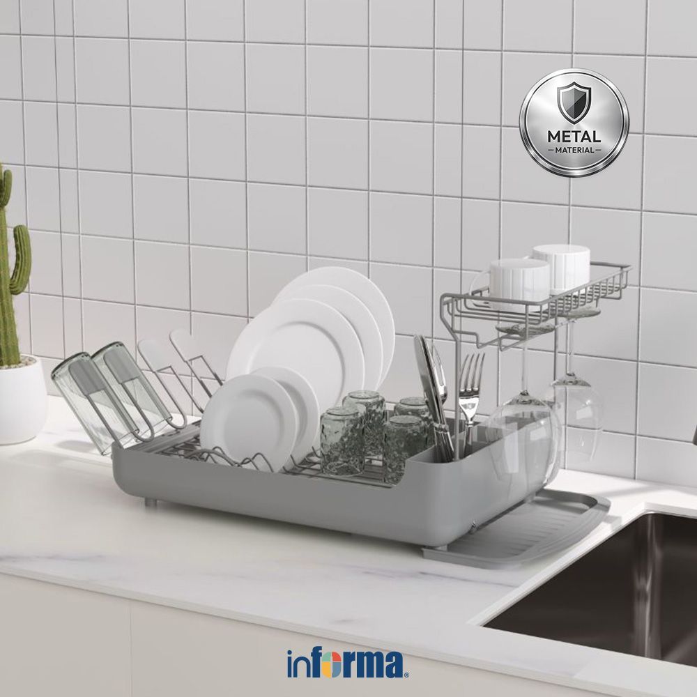Informa Pris Rak Piring 1 Tingkat - Abu-Abu Rak Dapur Tempat Piring Tempat Penyimpanan Piring Dish R