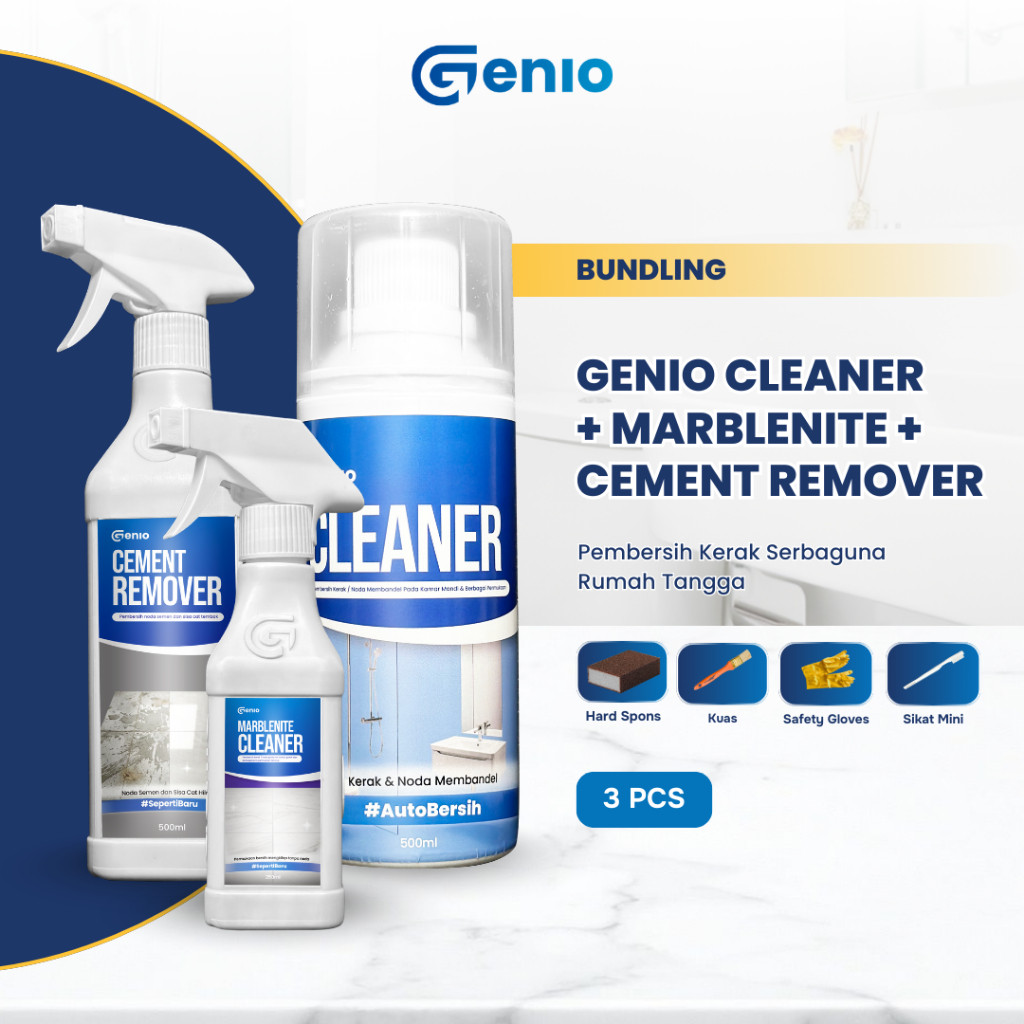 Genio | Cement Remover Spray & Genio Marblenite Cleaner 250ml & Genio Cleaner 500ml