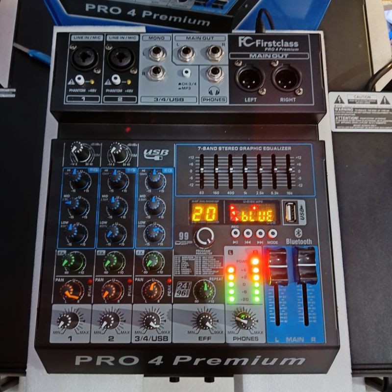 Mixer Fristclass premium 4 channel pro 4 equalizer 99dsp bluetooth