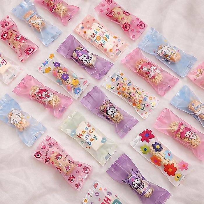 100 Pcs Plastik Kemasan Permen Nougat Lucu 4x9cm - Plastik Kemasan Permen Kue Kartun Lucu
